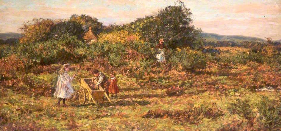 Gathering Berries, vintage artwork by James Charles, 12x8" (A4) Poster