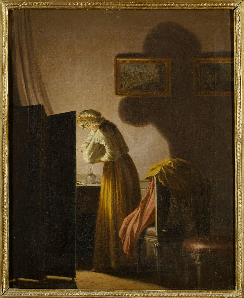 A Woman Picking Fleas by Candlelight, vintage artwork by Pehr Hilleström, 12x8" (A4) Poster