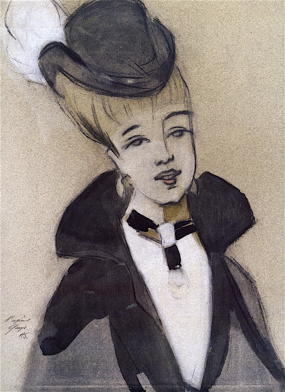 Lady with Black Hat, vintage artwork by Helene Schjerfbeck, 12x8" (A4) Poster