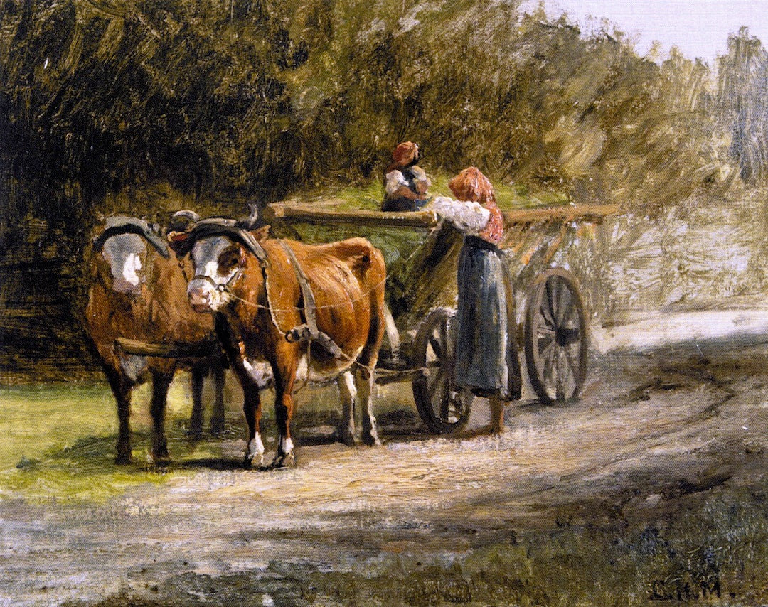 A Bavarian Team, vintage artwork by Charles Henry Miller, 12x8" (A4) Poster