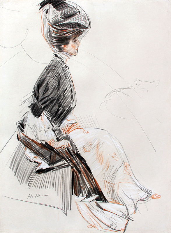 Winaretta Singer, Princesse Edmond de Polignac, vintage artwork by Paul Cesar Helleu, 12x8" (A4) Poster