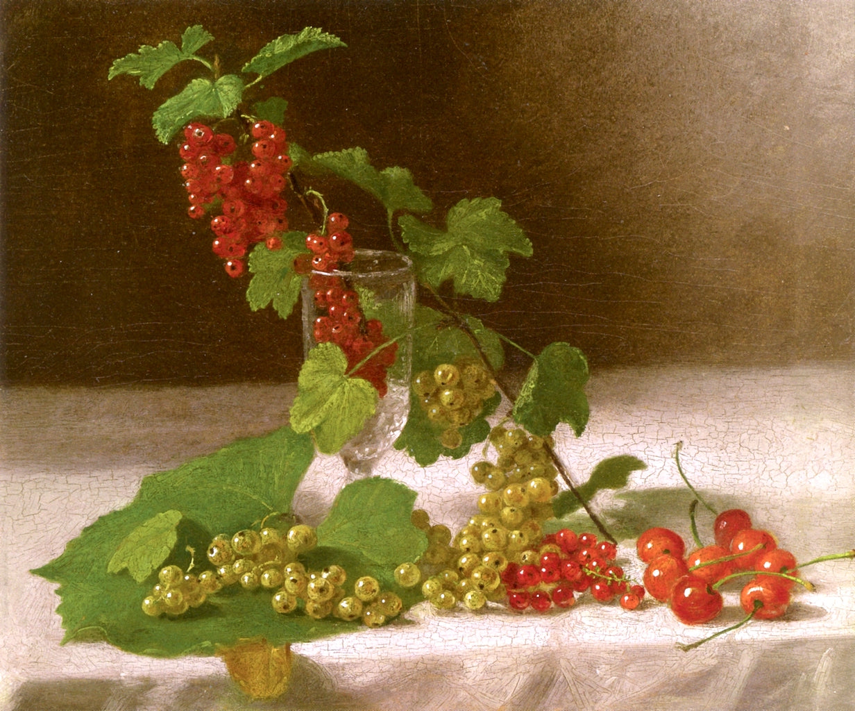 Still Life with Cherries, Glass and Currants, vintage artwork by John F. Francis, A3 (16x12") Poster Print