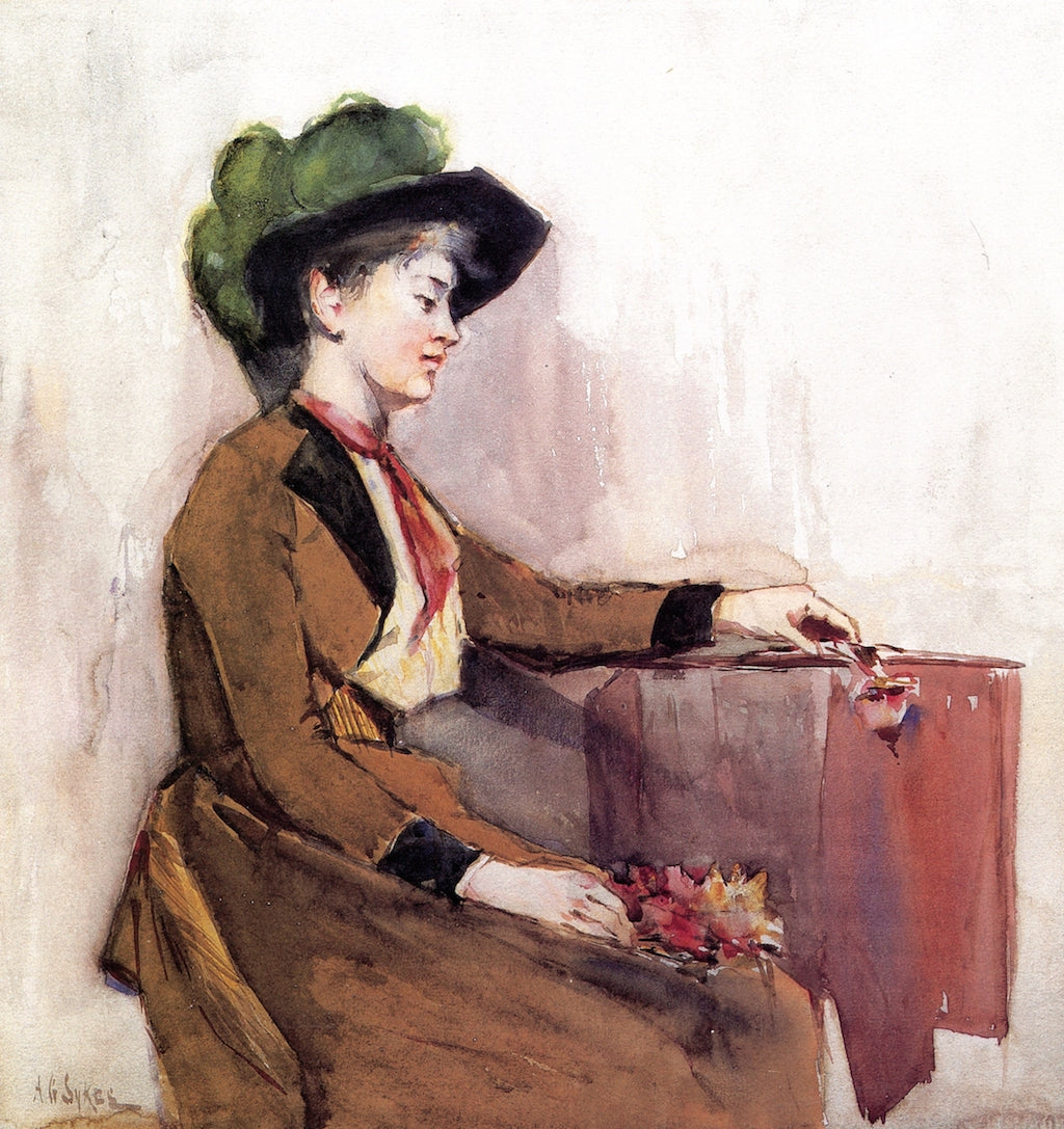 Waiting for the Train, vintage artwork by Annie G. Sykes, 12x8" (A4) Poster