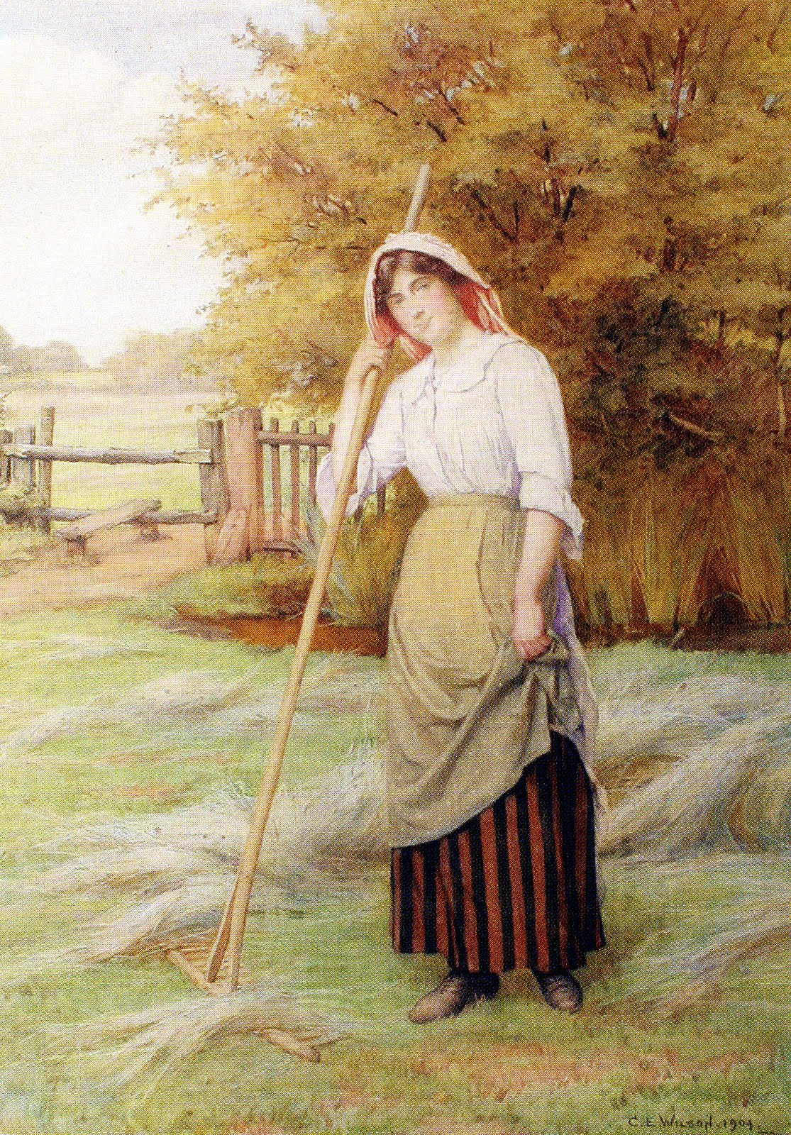 Harvest Girl, vintage artwork by Charles Edward Wilson, 12x8" (A4) Poster