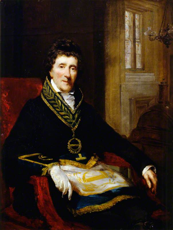 Sir John Soane, in Masonic Costume, as Grand Superintendent and President of the Board of Works, vintage artwork by John Jackson, 12x8" (A4) Poster
