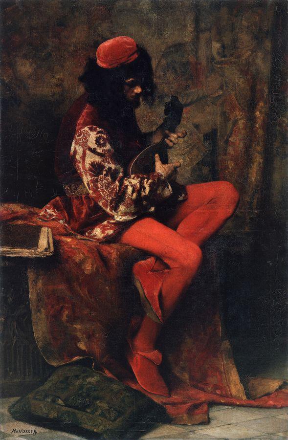 Musician from Naples, vintage artwork by Alexei Harlamoff, 12x8" (A4) Poster