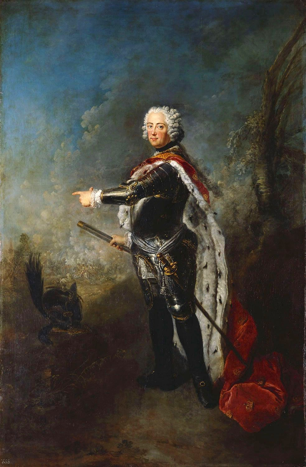 Portrait of Frederick II of Prussia, vintage artwork by Antoine Pesne, 12x8" (A4) Poster