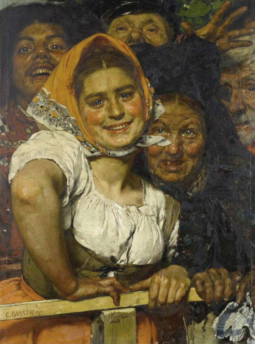 Race day, vintage artwork by Karl Gussow, 12x8" (A4) Poster