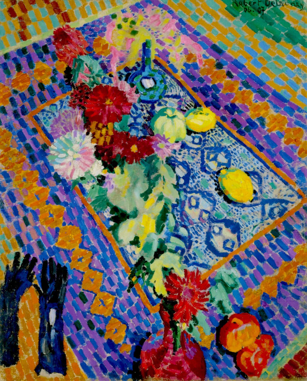 Still Life with Gloves, vintage artwork by Robert Delaunay, 12x8" (A4) Poster