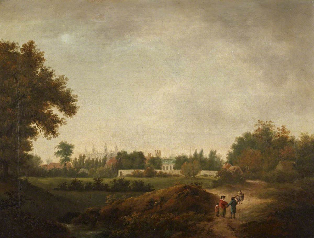 King's College Chapel, Cambridge, from Coe Fen, vintage artwork by Julius Caesar Ibbetson, 12x8" (A4) Poster