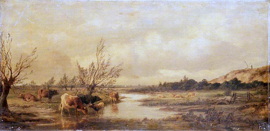 Near Lancing, Sussex, vintage artwork by Richard Henry Nibbs, A3 (16x12") Poster Print