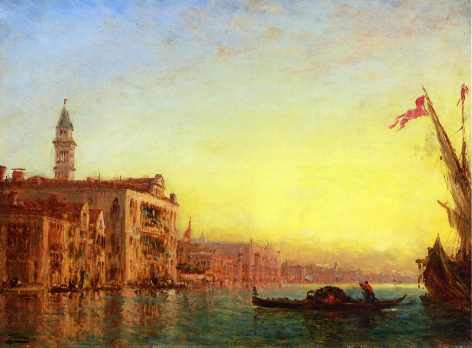 L'entree du grand canal, vintage artwork by Felix-Francois-Georges-Philbert Ziem, 12x8" (A4) Poster
