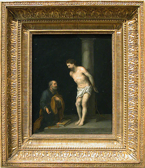 Christ at the Column with Saint Peter, vintage artwork by Bartolome Esteban Murillo, 12x8" (A4) Poster