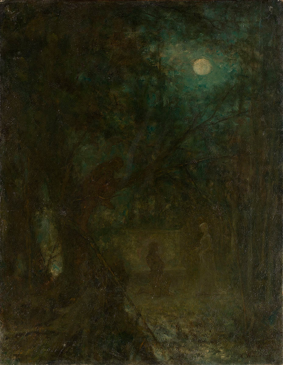 Park in Moonlight,, vintage artwork by Alexei Harlamoff, 12x8" (A4) Poster