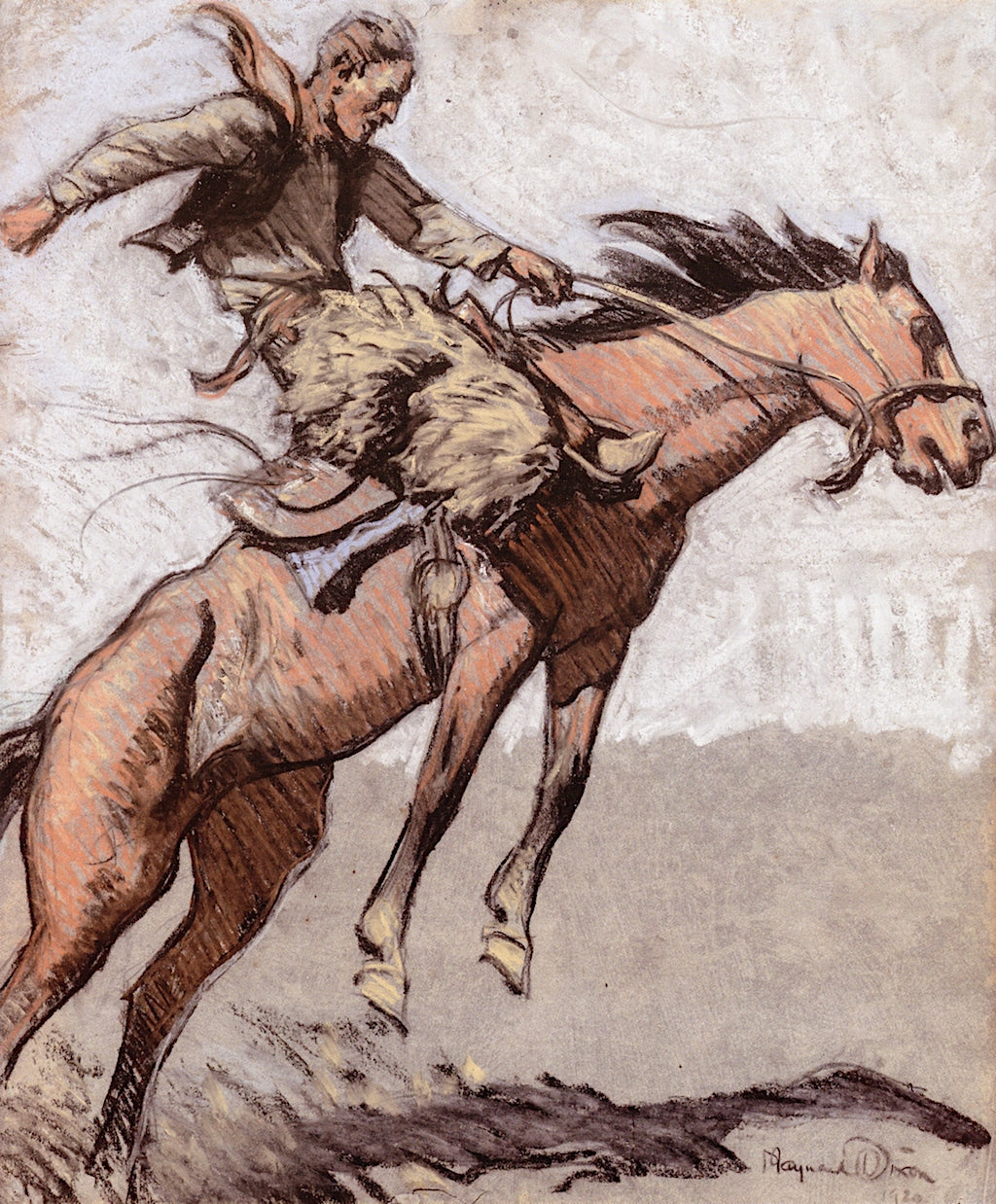 Bronco Buster by Maynard Dixon,16x12(A3) Poster