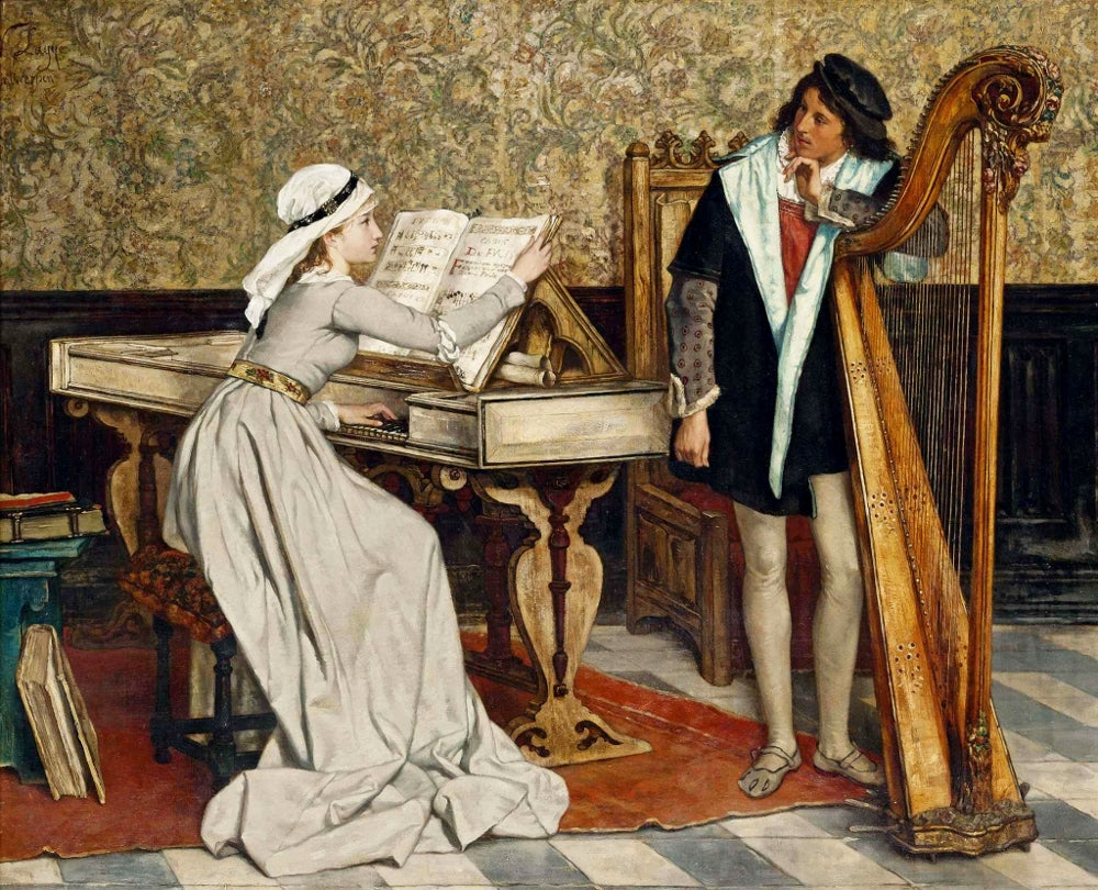 Music Practice, vintage artwork by Victor Lagye, 12x8" (A4) Poster