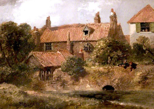 Old Cottages at Lewisham, vintage artwork by Sir John Gilbert, A3 (16x12") Poster Print