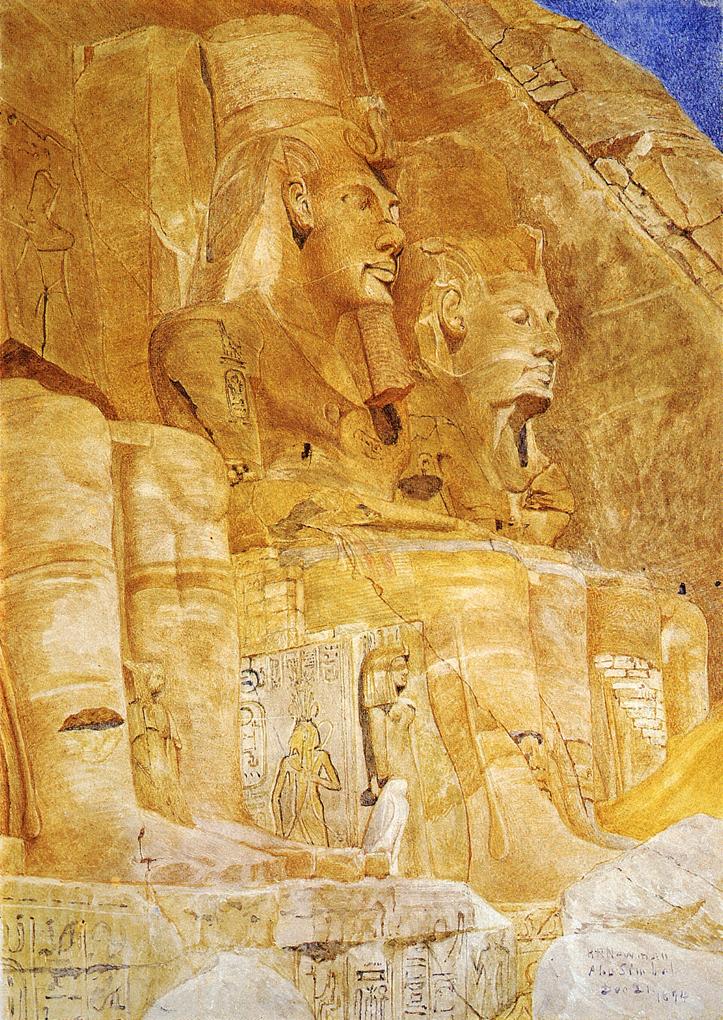The Third and Fourth Figures at Abu Simbel, vintage artwork by Henry Roderick Newman, 12x8" (A4) Poster