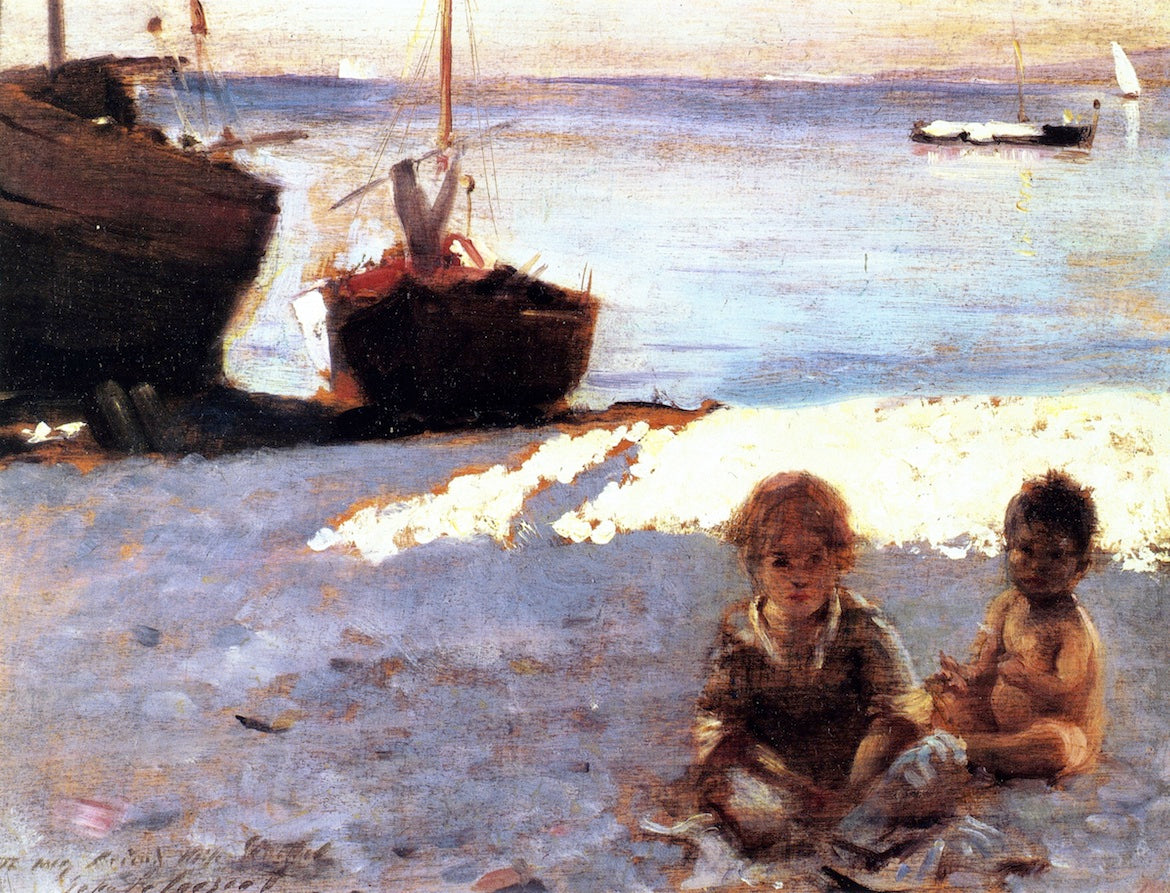 Beach at Capri, vintage artwork by John Singer Sargent, 12x8" (A4) Poster