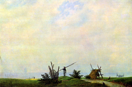 Seashore and Fisherman, vintage artwork by Caspar David Friedrich, 12x8" (A4) Poster