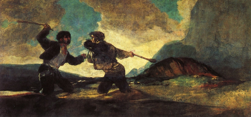Duel with Cudgels, vintage artwork by Francisco de Goya y Lucientes, 12x8" (A4) Poster
