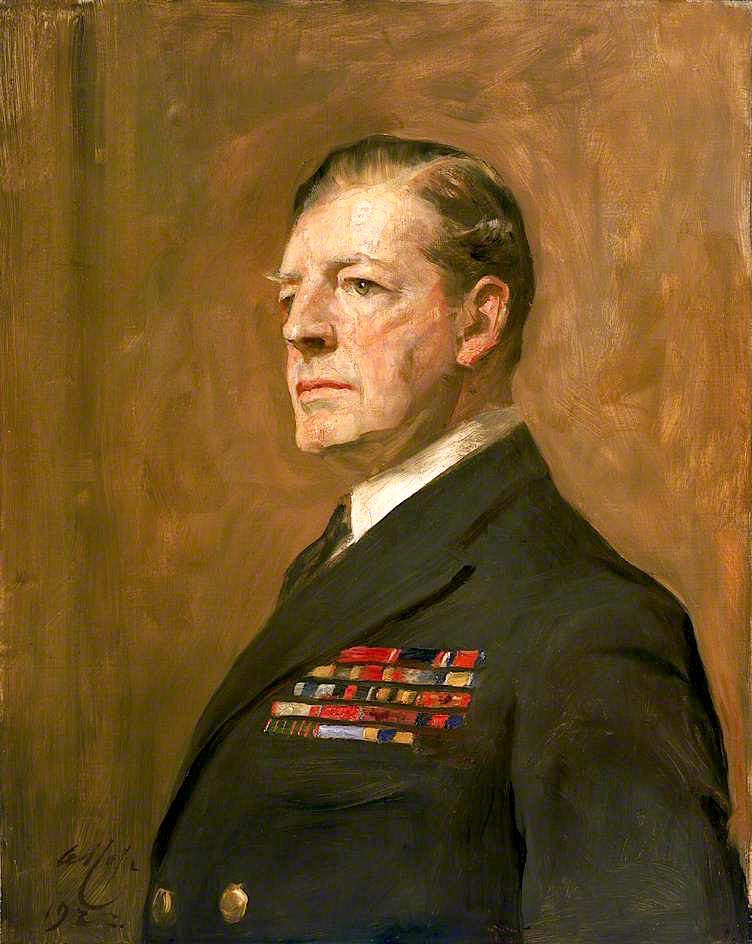 Admiral David Beatty, 1st Earl Beatty, vintage artwork by Arthur Stockdale Cope, 12x8" (A4) Poster