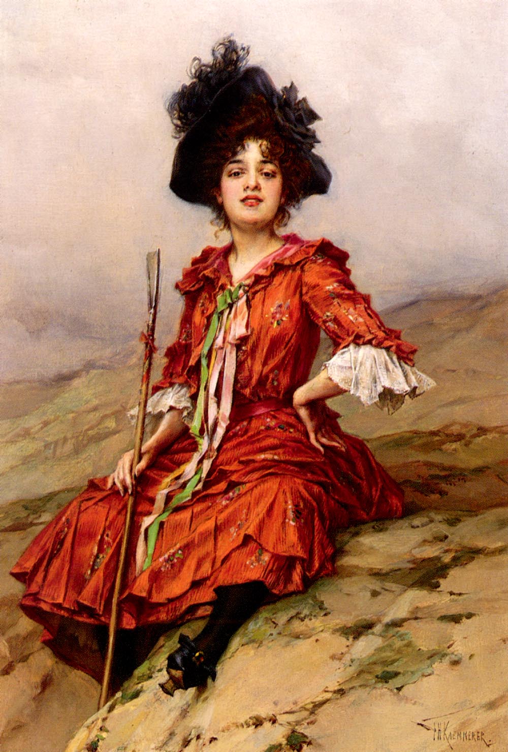 by The Sea, vintage artwork by Frederik Henrdik Kaemmerer, 12x8" (A4) Poster