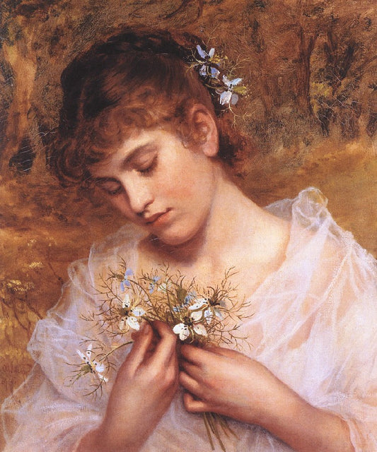Love in a Mist, vintage artwork by Sophie Gengembre Anderson, 12x8" (A4) Poster