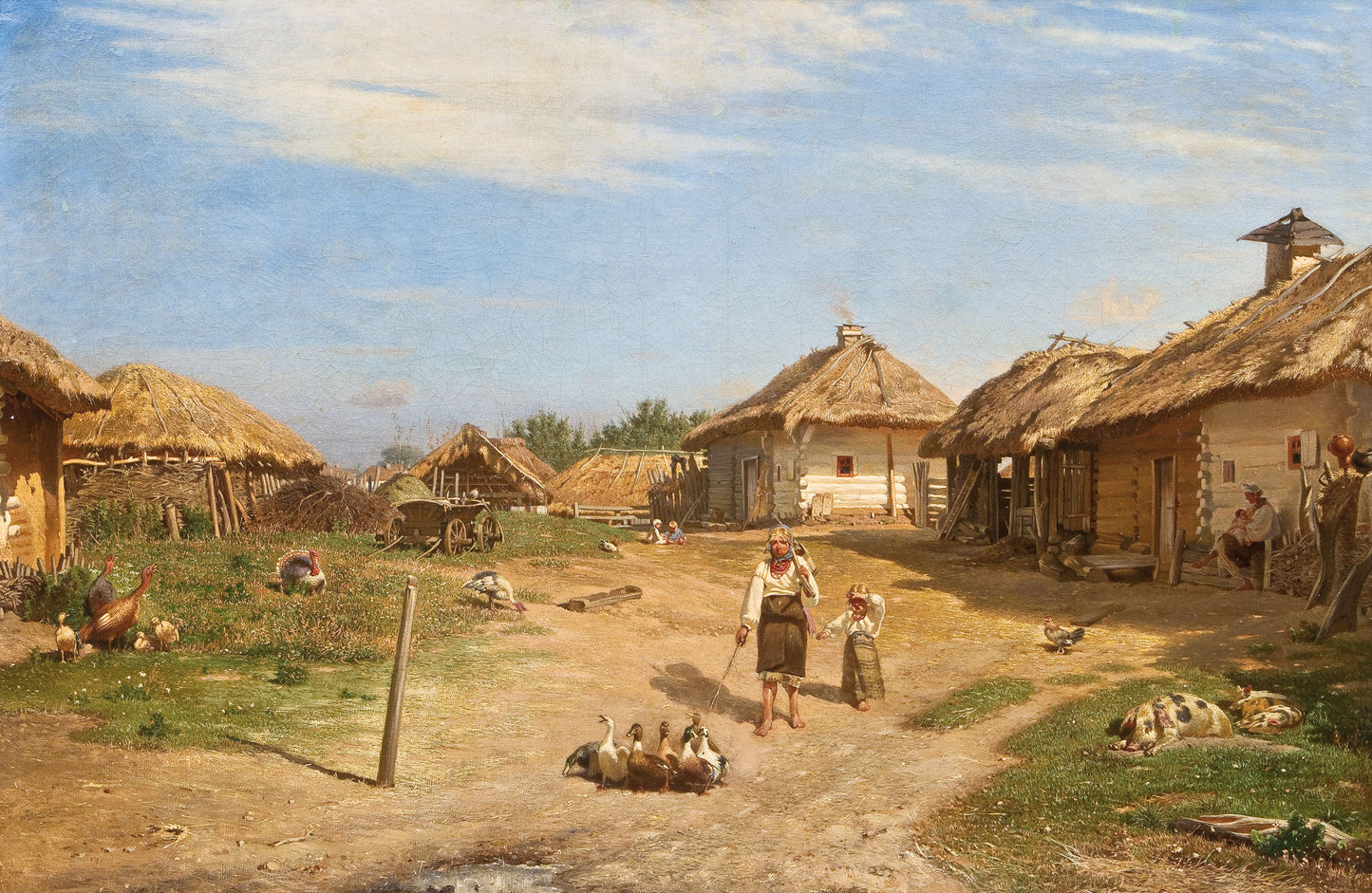 Ukrainian village, vintage artwork by Petr Sukhodolsky, 12x8" (A4) Poster