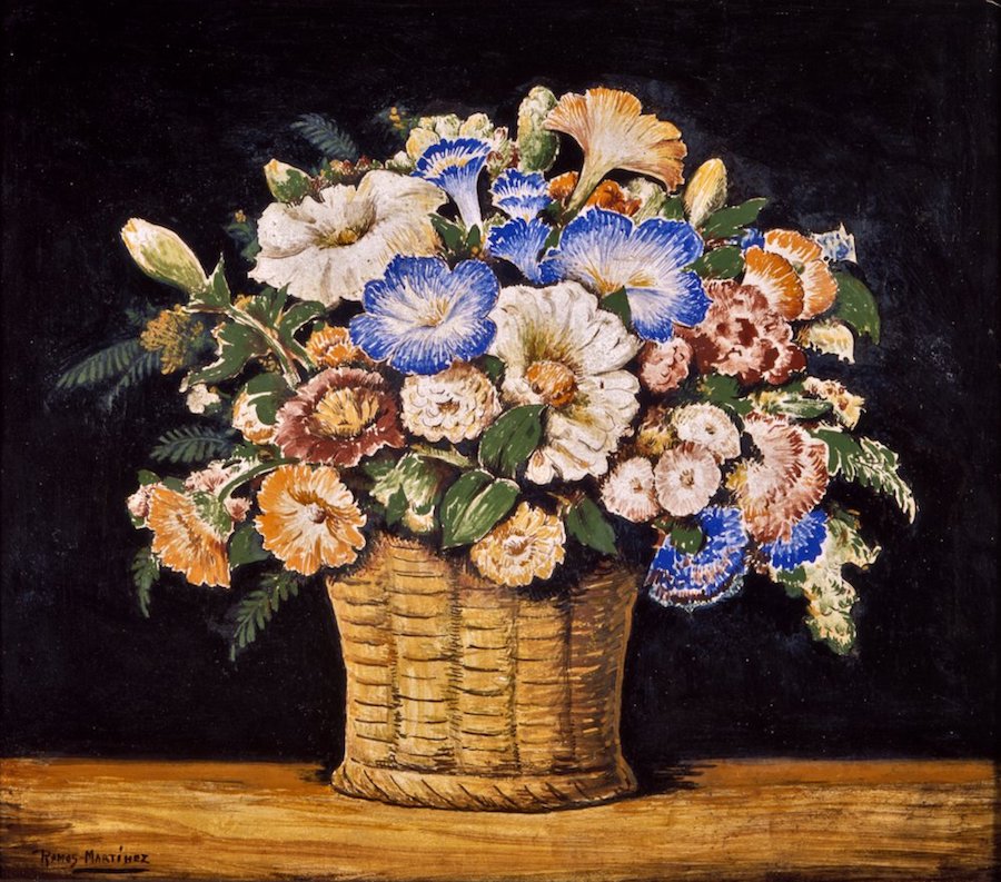 Canasta de Flores, vintage artwork by Alfredo Ramos Martinez, 12x8" (A4) Poster