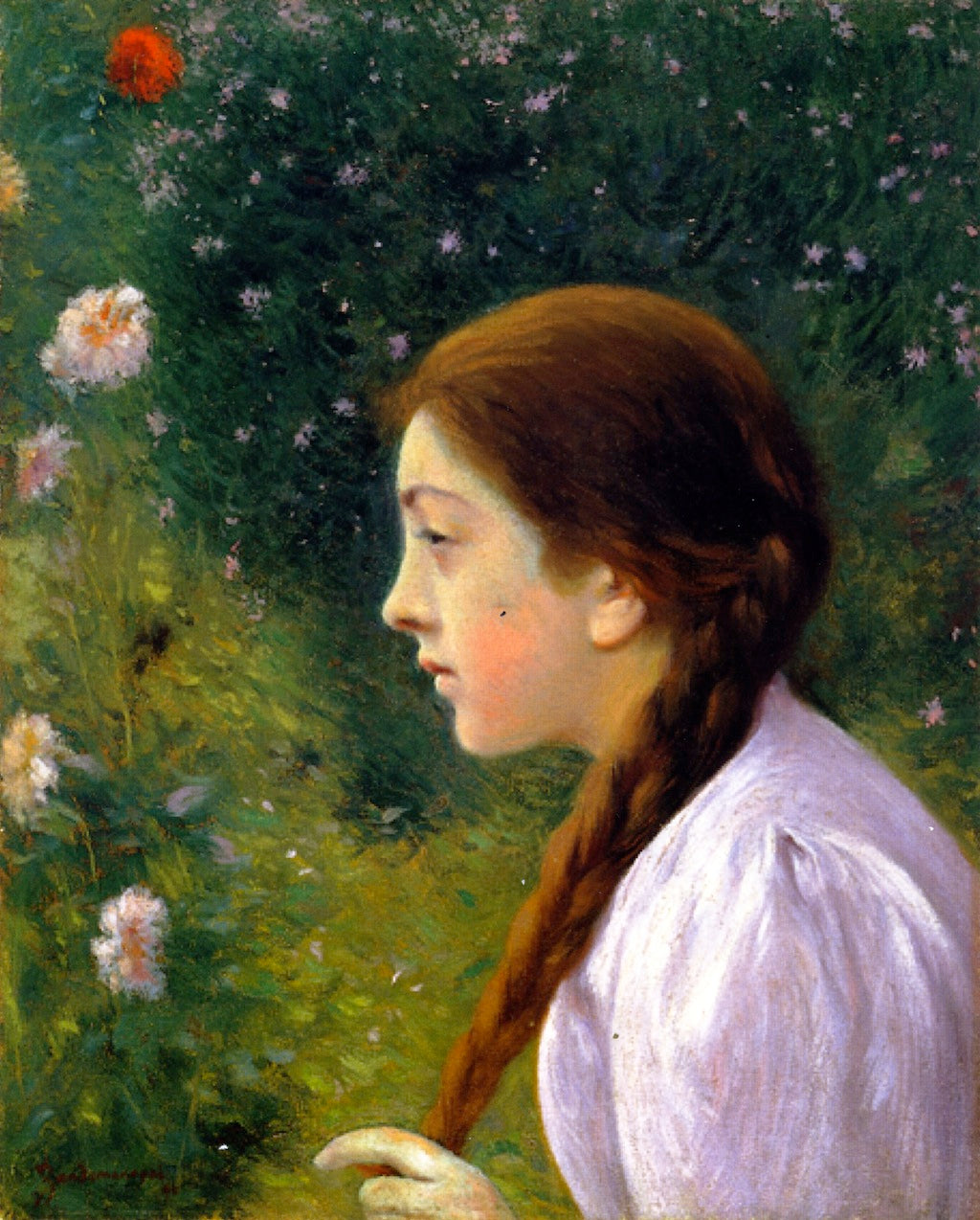 Girl with Braid, vintage artwork by Federico Zandomeneghi, 12x8" (A4) Poster