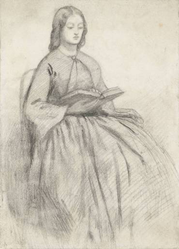 Elizabeth Siddall in a Chair, vintage artwork by Dante Gabriel Rossetti, 12x8" (A4) Poster