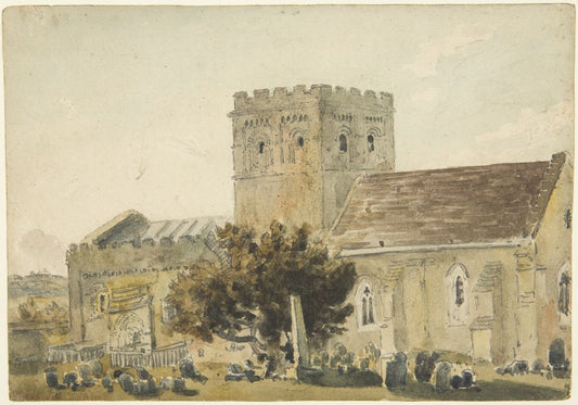 Minster Church, vintage artwork by Peter de Wint, 12x8" (A4) Poster