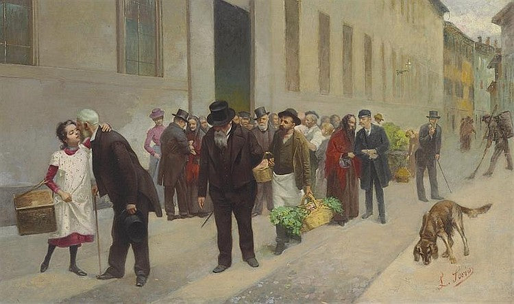 An Afternoon Greeting, vintage artwork by Luigi Sorio, 12x8" (A4) Poster