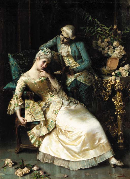 Suitor Bearing Gifts, vintage artwork by Pio Ricci, 12x8" (A4) Poster