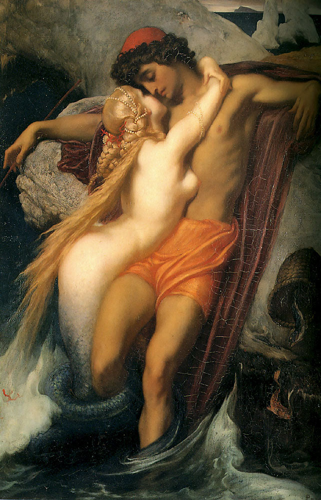 The Fisherman and the Syren, vintage artwork by Sir Frederic Lord Leighton, 12x8" (A4) Poster