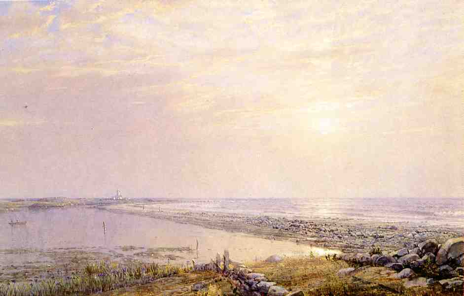 Beach Scene, Late Afternoon, vintage artwork by William Trost Richards, 12x8" (A4) Poster