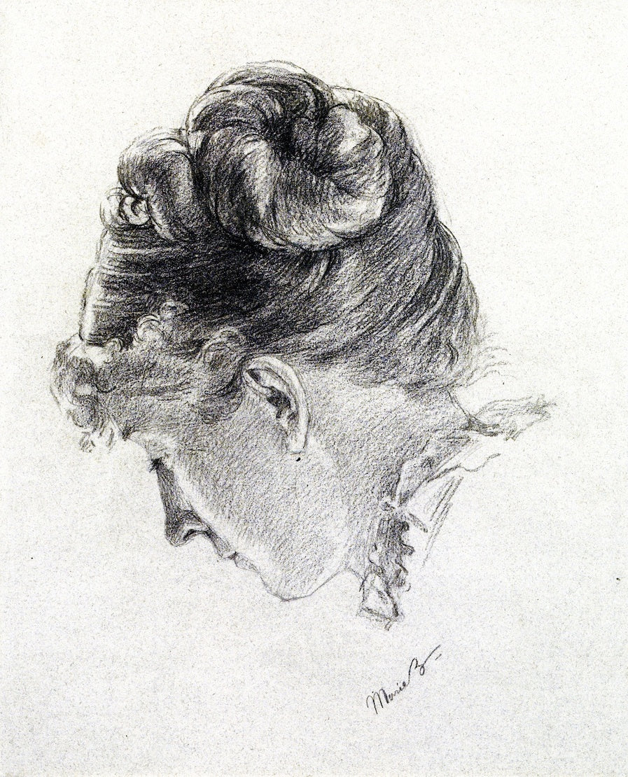 Woman's Head from the Right, vintage artwork by Marie Bracquemond, 12x8" (A4) Poster
