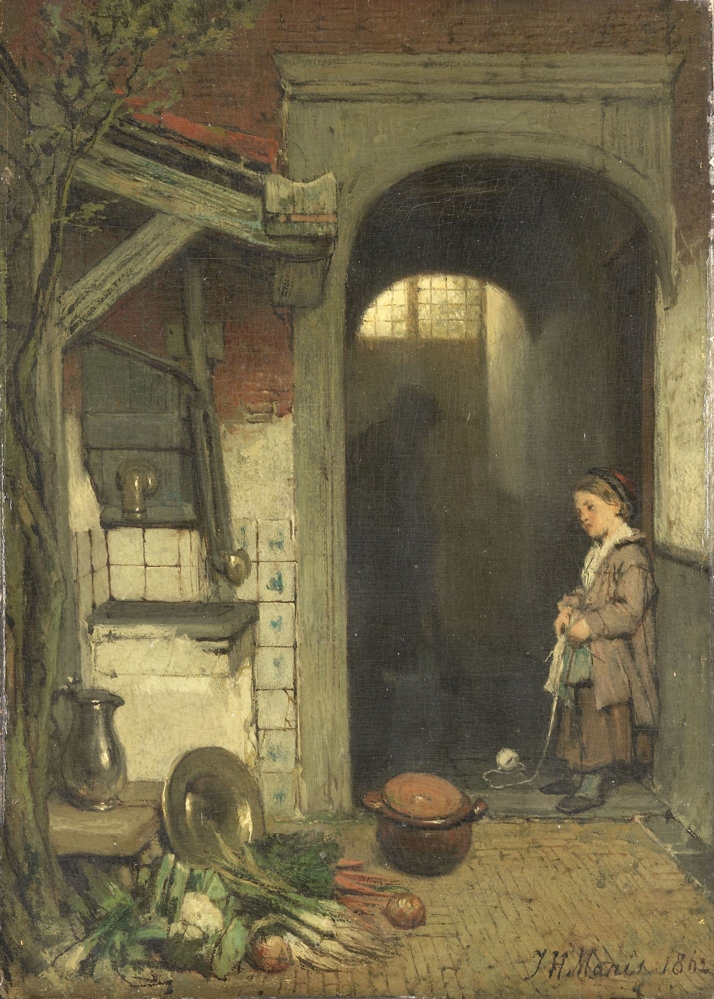 Small Courtyard, vintage artwork by Jacob Maris, 12x8" (A4) Poster