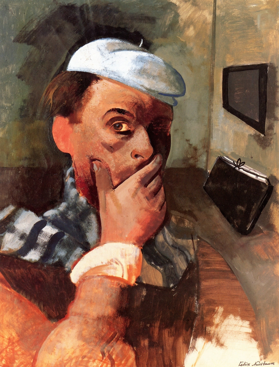 Self-Portrait in the Studio, vintage artwork by Felix Nussbaum, 12x8" (A4) Poster