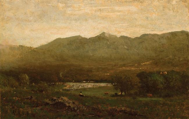 Mount Mansfield from New York, vintage artwork by Alexander Helwig Wyant, 12x8" (A4) Poster