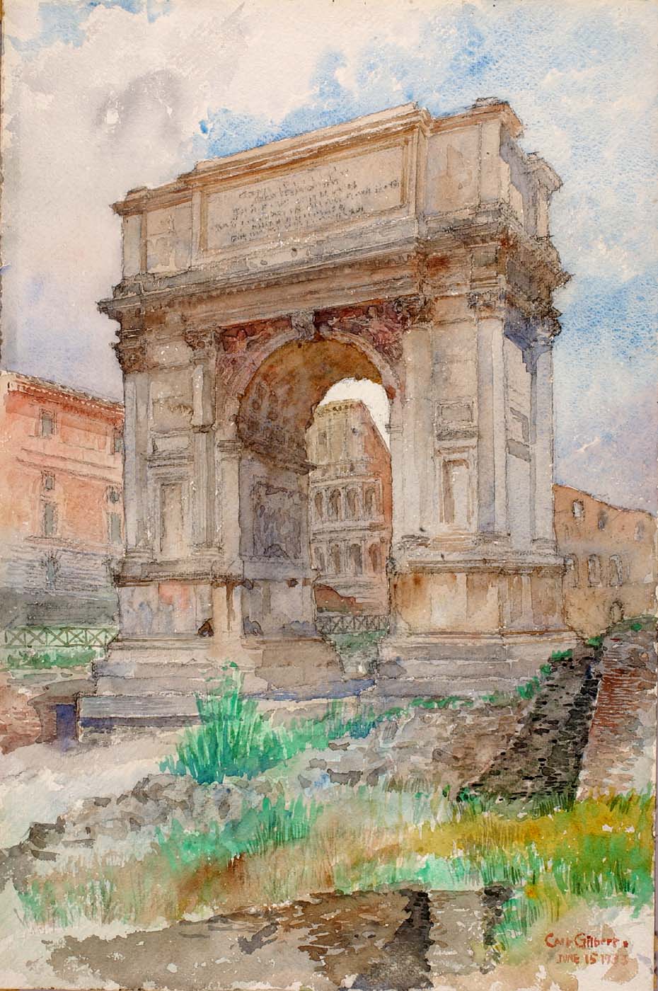 Arch of Titus, vintage artwork by Cass Gilbert, 12x8" (A4) Poster