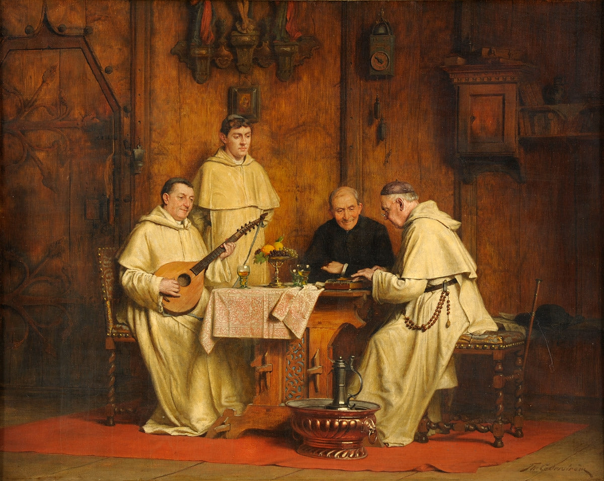 A musical duo, vintage artwork by Thure Nikolaus Cederstrom, 12x8" (A4) Poster