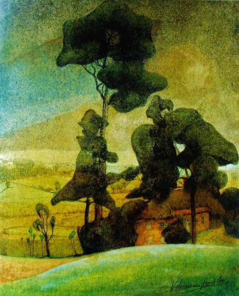 Landscape in Etikhove, vintage artwork by Valerius de Saedeleer, 12x8" (A4) Poster