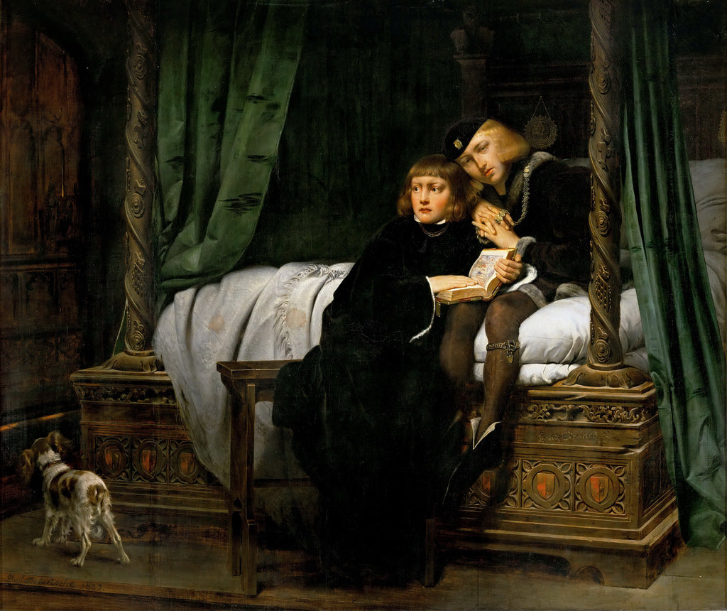 Edward V and the Duke of York in the Tower, vintage artwork by Paul Delaroche, A3 (16x12") Poster Print