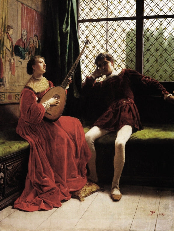 The Lute, vintage artwork by Eleuterio Pagliano, 12x8" (A4) Poster