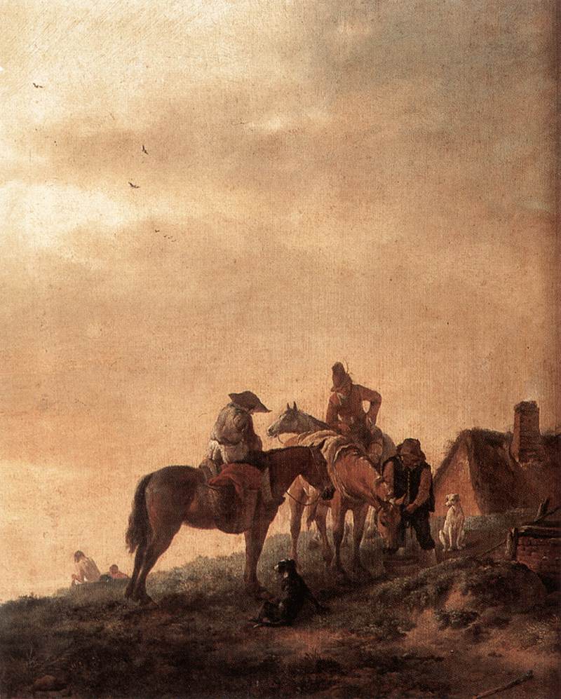 Rider's Rest Place, vintage artwork by Philips Wouwerman, 12x8" (A4) Poster