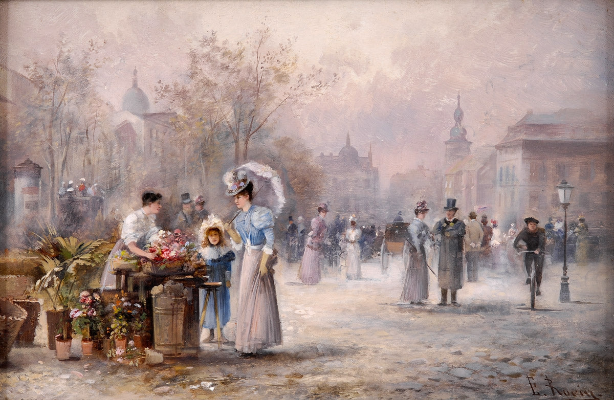 The Flower Market by Emil Barbarini,A3(16x12")Poster