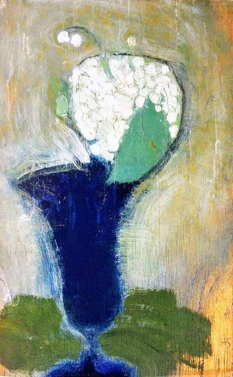 Lilies of the Valley in a Blue Vase by Helene Schjerfbeck,A3(16x12")Poster
