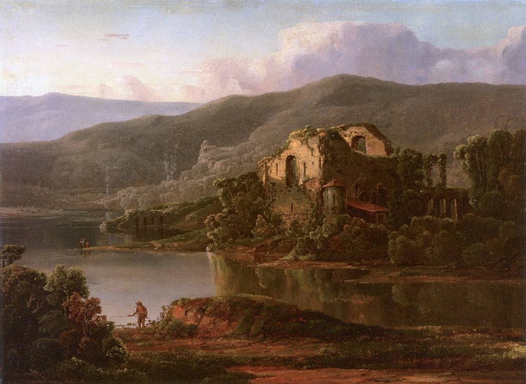 Italian Landscape with Ruins, vintage artwork by William Louis Sonntag, Sr, 12x8" (A4) Poster